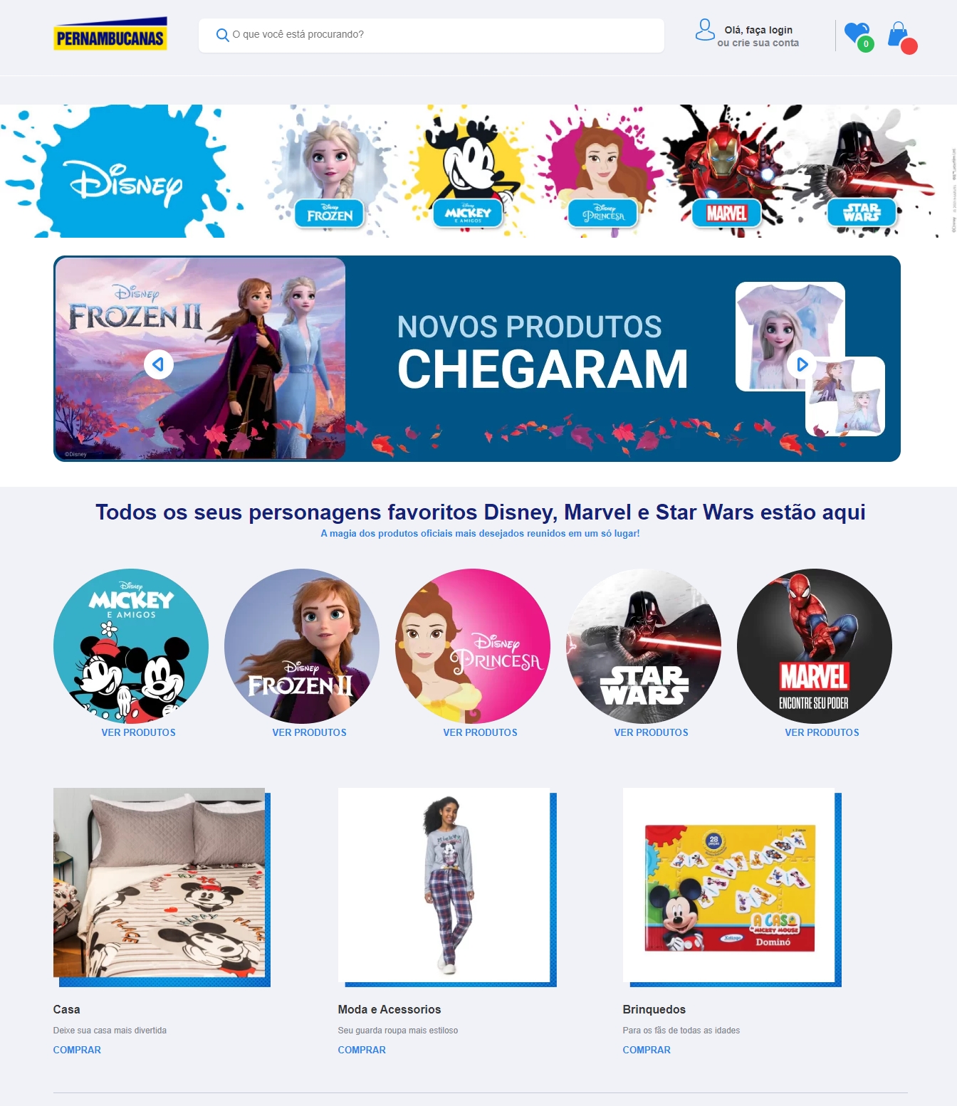 Pernambucanas lança Espaço Disney na loja online
