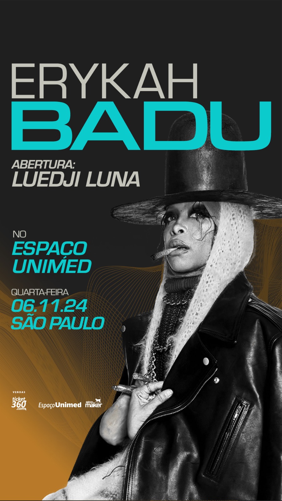 Erykah Badu, rainha do neo-soul, confirma apresentação única em São Paulo no dia 6 de novembro, no Espaço Unimed