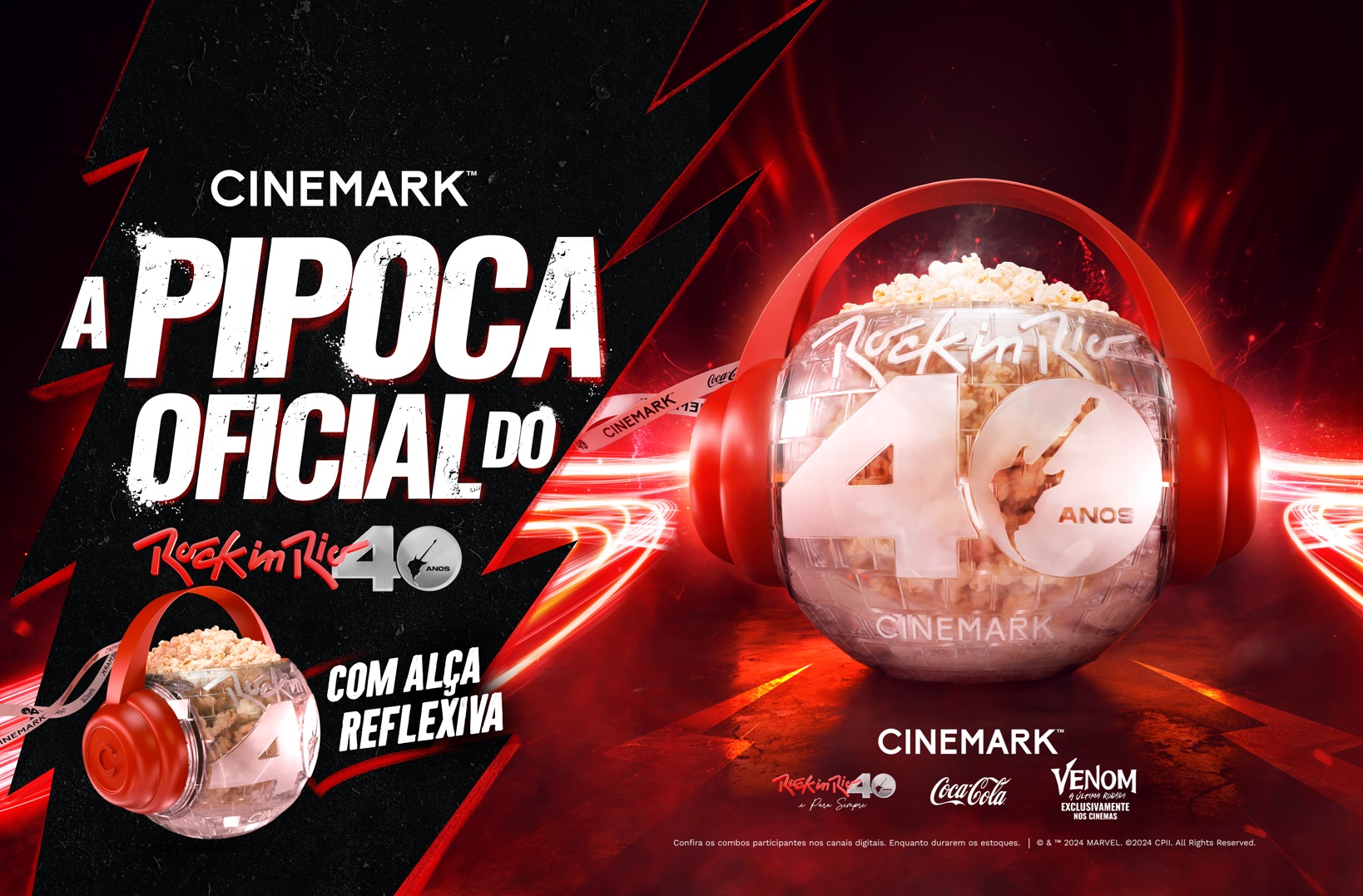 Cinemark revela balde de pipoca colecionável para Rock in Rio 2024