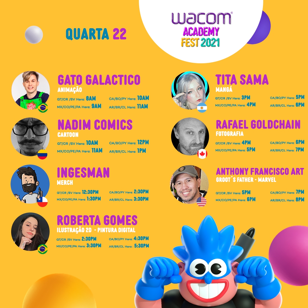 Confira a programação desta quarta-feira do Wacom Academy Fest