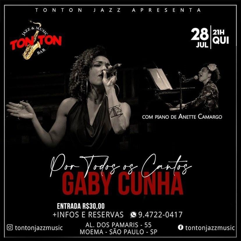 Gaby Cunha apresenta seu show “Por todos os Cantos” no Tonton Jazz Music