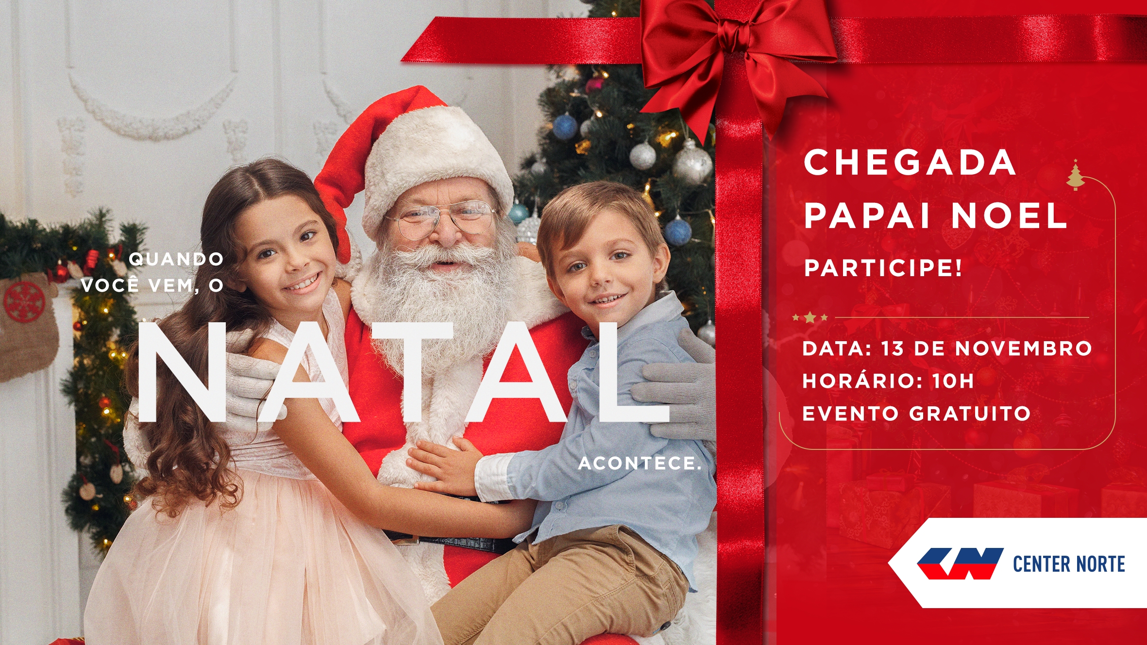 Papai Noel chega ao Center Norte no próximo domingo e traz atrações para o empreendimento