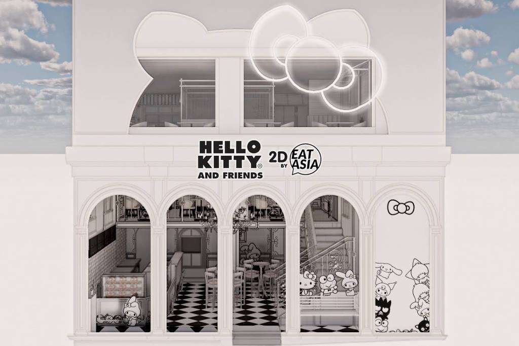 RESTAURANTE DA HELLO KITTY COM DECORAÇÃO 2D EM SÃO PAULO